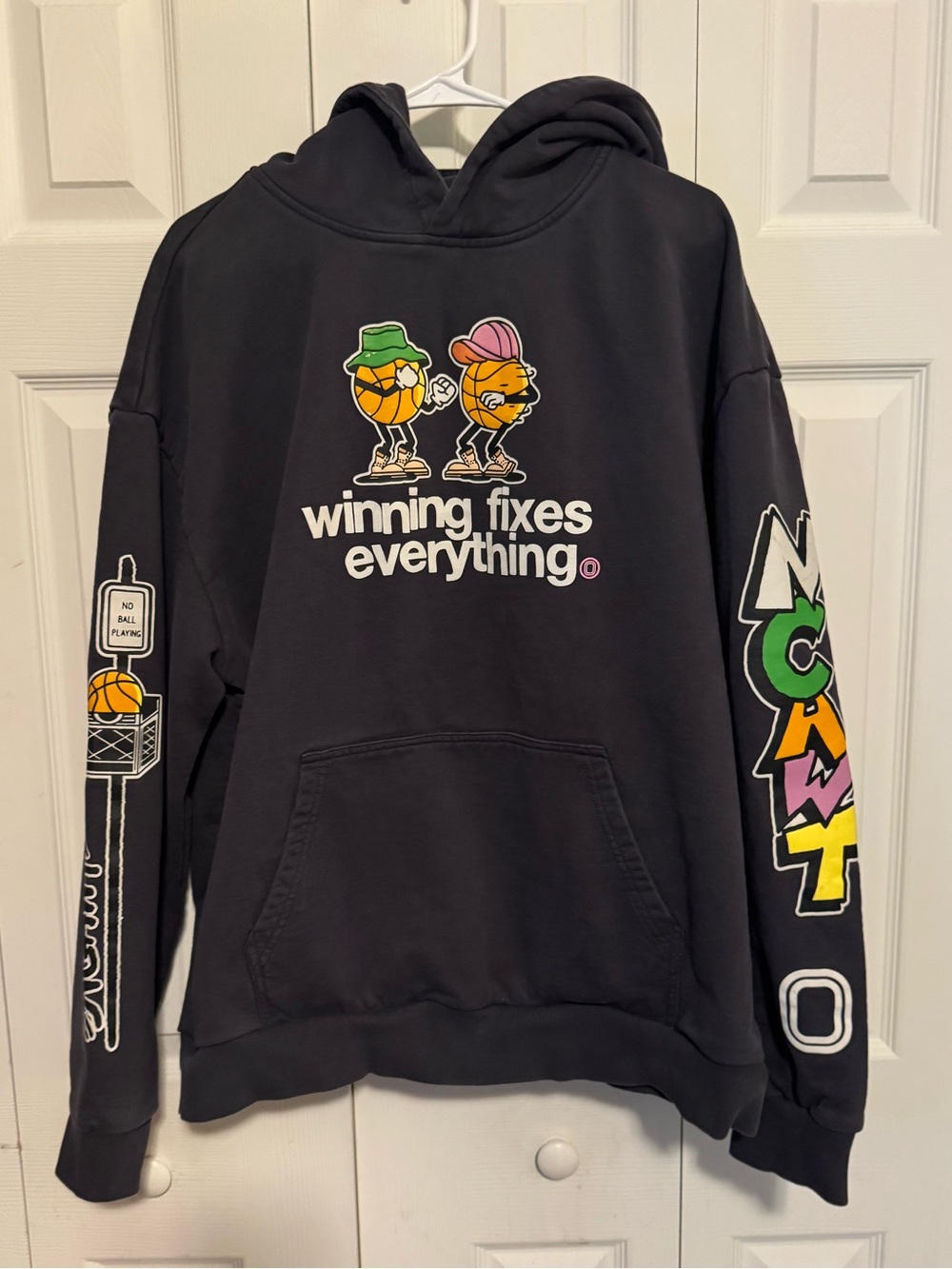 Overtime Heavyweight Black Graphic Hoodie "Winning Fixes Everything"  size XL